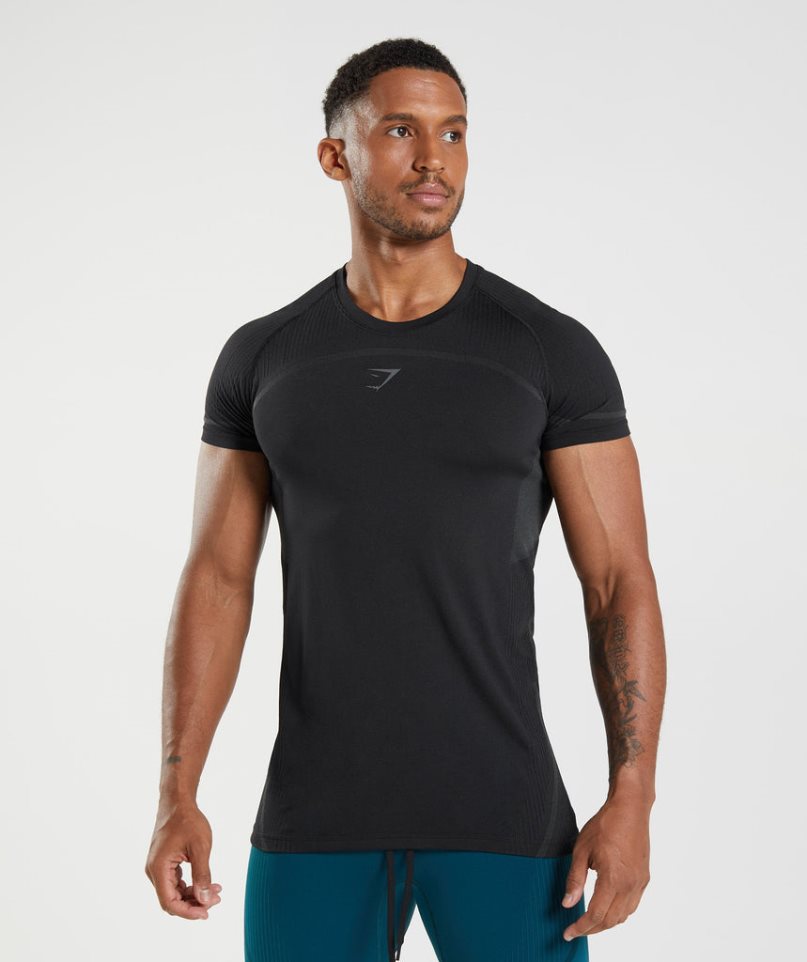 Men\'s Gymshark 315 Seamless T-Shirts Black | CA A356N8